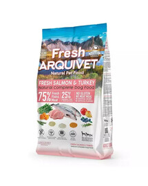 ARQUIVET Svaiga puslīdz mitra barība suņiem laši ar tītaru 2,5 kg