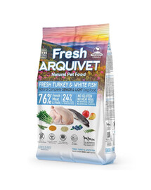 ARQUIVET Fresh Senior Light Pusmīksts senioru ēdiens ar tītaru un balto zivju piedevu 2,5 kg