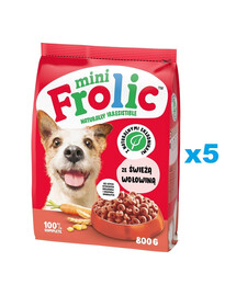 FROLIC Mini Naturally Irresistible 5x800 g Mazo šķirņu suņu barība ar svaigu liellopu gaļu, daļēji mitra