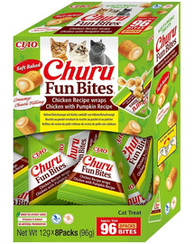 INABA Cat Fun Bites Chicken with Pumpkin 8x12g wrapai su vištiena ir moliūgais katėms