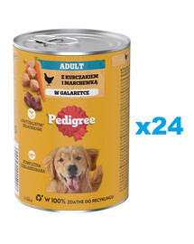 PEDIGREE Adult konservu kārba 24x400g mitrā suņu barība ar vistas gaļu un burkāniem želejā