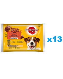 PEDIGREE Adult Wybór Smaków w galaretce 52x100g mokra karma dla dorosłych psów kawałki bogate w kurczaka i w mieszankę jagnięciny i wątróbki