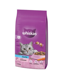 WHISKAS Sterile ar lasi 1,4 kg sausā barība kaķiem pēc kastrācijas