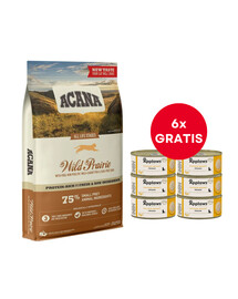 ACANA Wild Prairie Cat 4,5 kg + APPLAWS Cat Adult Mousse Chicken putas ar vistas gaļu 6 x 70g BEZMAKSAS