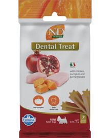 FARMINA N&D Pumpkin Dental Treat Chicken Pomegranate Mini 60 g (7 szt) zobārstniecības gardumi mazo šķirņu suņiem