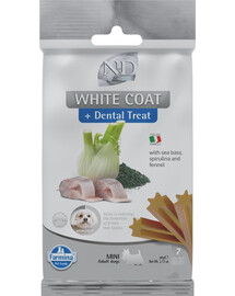 FARMINA N&D White Dental Treat Coat Sea bass Mini 60 g (7 szt) zobārstniecības gardumi mazo šķirņu suņiem