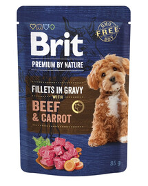 BRIT Premium By Nature Dog Fillets in Gravy ar liellopu gaļu un burkāniem 24x85g