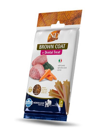 FARMINA N&D Brown Dental Treat Coat Coat Lamb Medium/Maxi 100 g (7 vnt.) dantų priežiūros skanėstas vidutiniams ir dideliems šunims