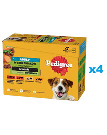 PEDIGREE Adult Garšvielu izlase ar dārzeņiem mērcē 48x100g maisiņš mitrā barība pieaugušiem suņiem ar vistu, liellopu gaļu, tītaru, jēru
