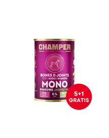 CHAMPER Bones Joints Jagnięcina monobiałkowa karma dla psa 6 x 400 g (5+1 GRATIS)