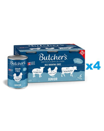 BUTCHER'S Original Junior Recipe in jelly Mix smaków 24x400 g kawałki w galaretce z jagnięciną, z kurczakiem i z wołowiną dla szczeniąt