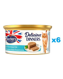 BUTCHER'S Classic Delicious Dinners z tuńczykiem i rybą morską mus 6 x 85 g