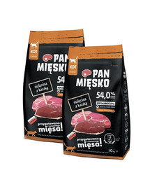 PAN MIĘSKO Cielęcina z kaczką dla kotów chrupki M 2x10 kg