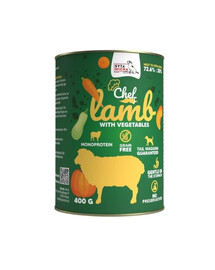 Chef Monoprotein Jagnięcina z warzywami 400 g mokra karma dla psów