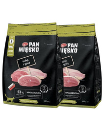 PAN MIĘSKO Indyk z gęsią dla kotów chrupki S 2x400 g