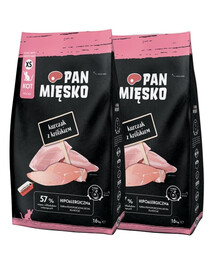 PAN MIĘSKO Kurczak z królikiem dla kociąt chrupki XS 2x1,6 kg