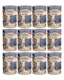 WIEJSKA ZAGRODA Leśne smaki Jeleń z przepiórką mokra karma dla szczeniąt 12x400 g