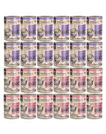 WIEJSKA ZAGRODA Mix smaków Jagnięcina z krylem i  Kurczak z kaczką 24x400g dla kota