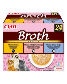 Cat Ciao Broth Variety 24x40g mix bulionowy z kurczakiem, łososiem i tuńczykiem