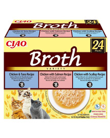 Cat Ciao Broth Variety 24x40g mix bulionowy z kurczakiem, rybą i przegrzebkami
