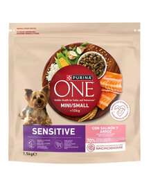 ONE Mini Small Sensitive Salmon and Rice 1,5 kg z łososiem i ryżem, sucha karma dla małych psów o wrażliwym układzie pokarmowym