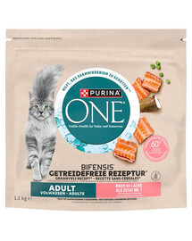 ONE Bifensis Grain Free Adult Salmon 1,1 kg bogata w łososia, bezzbóżowa sucha karma dla kotów
