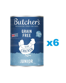 BUTCHER'S Original Junior, karma dla psa, kawałki z kurczakiem w galaretce, 6 x 400g