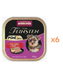 ANIMONDA Vom Feinsten Mini Junior z indykiem, cielęciną i jabłkiem 6x100g mokra karma dla szczeniąt małych ras