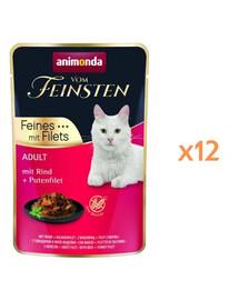 ANIMONDA Vom Feinsten Fines mit Filets Adult Wołowina i filet z indyka 12x85g mokra karma dla kotów