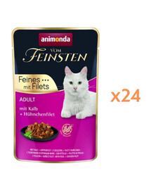 ANIMONDA Vom Feinsten Fines mit Filets Adult Cielęcina i filet z kurczaka 24x85g mokra karma dla kotów