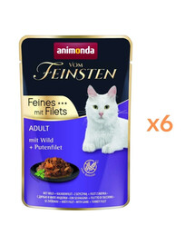ANIMONDA Vom Feinsten Fines mit Filets Adult Dziczyzna i filet z indyka 6x85g mokra karma dla kotów