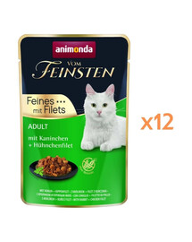 ANIMONDA Vom Feinsten Fines mit Filets Adult Królik i filet z kurczaka 12x85g mokra karma dla kotów