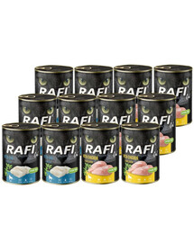 RAFI Cat Adult Mix smaków 12x400 g z dorszem i z kurczakiem, mokra karma dla kotów