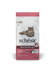 SCHESIR Original Sterilized and Light Szynka 10 kg karma sucha dla kota po sterylizacji i lekkostrawna