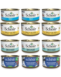 SCHESIR Zestaw rybna uczta w galaretce 12x85g (4 smaki)