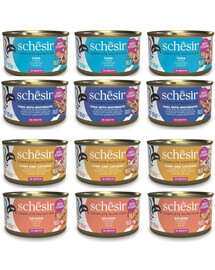 SCHESIR Zestaw Mix Smaków w Bulionie 12x85g (4 smaki)