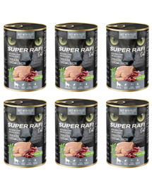 SUPER RAFI Cat z perliczką i sercami z kaczki 6x400g mokra karma dla kotów sterylizowanych