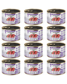 SUPER RAFI Mini z wołowiną i sercami z indyka 12x185g mokra karma dla psów małych ras