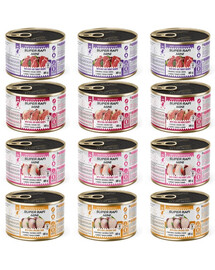 SUPER RAFI Mini Mix 4 Smaków 12x185g mokra karma dla psów małych ras