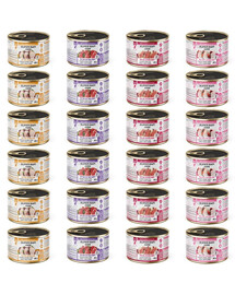 SUPER RAFI Mini Mix 4 Smaków 24x185g mokra karma dla psów małych ras