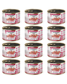 SUPER RAFI Mini z cielęciną i sercami z gęsi 12x185g mokra karma dla psów małych ras