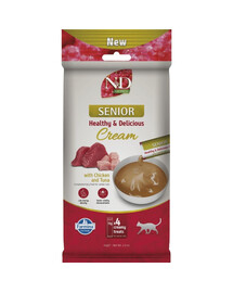 FARMINA N&D Quinoa Cat Senior Cream Chicken and Tuna 60 g z kurczakiem i tuńczykiem, kremowy przysmak dla starszych kotów