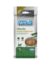 FARMINA Vet Life Cat Obesity Creamy 60 g z kurczakiem i tuńczykiem, kremowy przysmak dla kotów z nadwagą