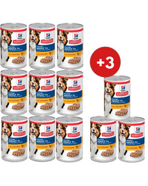 HILL'S Science Plan Canine Mature Adult Chicken 9x370 g dla starszych psów z kurczakiem + 3 puszki GRATIS!