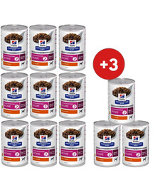 HILL'S Prescription Diet Gastrointestinal Biome 9x370g mokra karma dla psów z kurczakiem + 3 puszki GRATIS!
