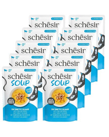 SCHESIR Soup Tuńczyk z kalmarami 10x40 g uzupełniająca zupa dla kotów