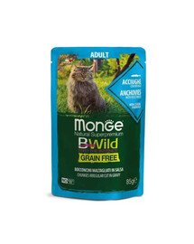 MONGE BWild GF Anchois z warzywami w sosie 85 g mokra karma dla kotów