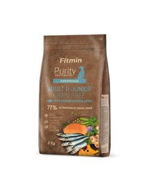FITMIN Dog Purity Grain Free Adult&Junior Fish Menu 2 kg sucha bezzbożowa karma z mięsem ryb dla młodych i dorosłych psów