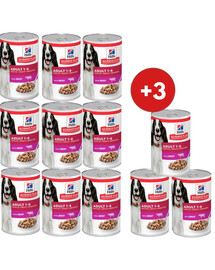 HILL'S Science Plan Canine Adult Beef 9x370 g dla dorosłych psów z wołowiną + 3 puszki GRATIS!