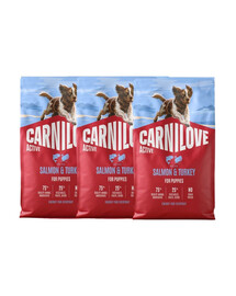 CARNILOVE Active Dog Salmon & Turkey Puppies 3x4 kg łosoś i indyk, dla dorastających szczeniąt